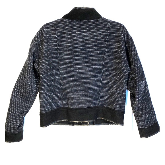 Madewell bomber jacket black blue tweed wool Med - Picture 5 of 8